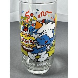 Smurfs Vintage 1983 Baker Smurf Drinking Glass 6"‎ Cartoon